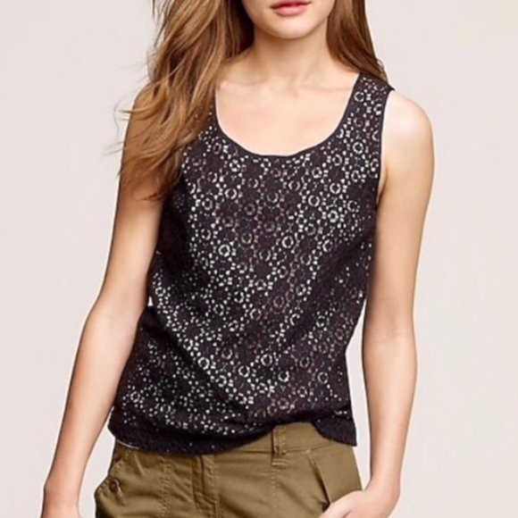 J.CREW eyelet lace with cream silk underlay top - Picture 1 of 6
